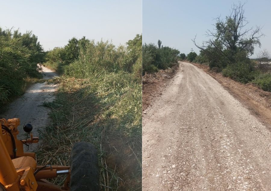 Στιγμιότυπο από τα έργα αποκατάστασης αγροτικών δρόμων