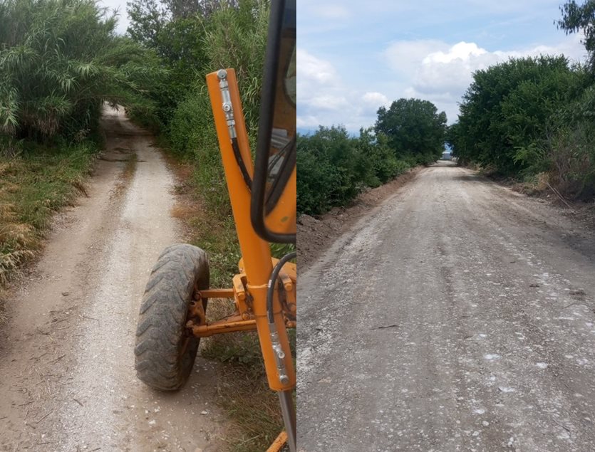 Στιγμιότυπο από τα έργα αποκατάστασης αγροτικών δρόμων
