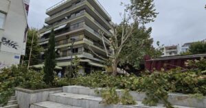 Εργασίες της Διεύθυνσης Πρασίνου στο δέντρο στην πλατεία Ταχυδρομείου